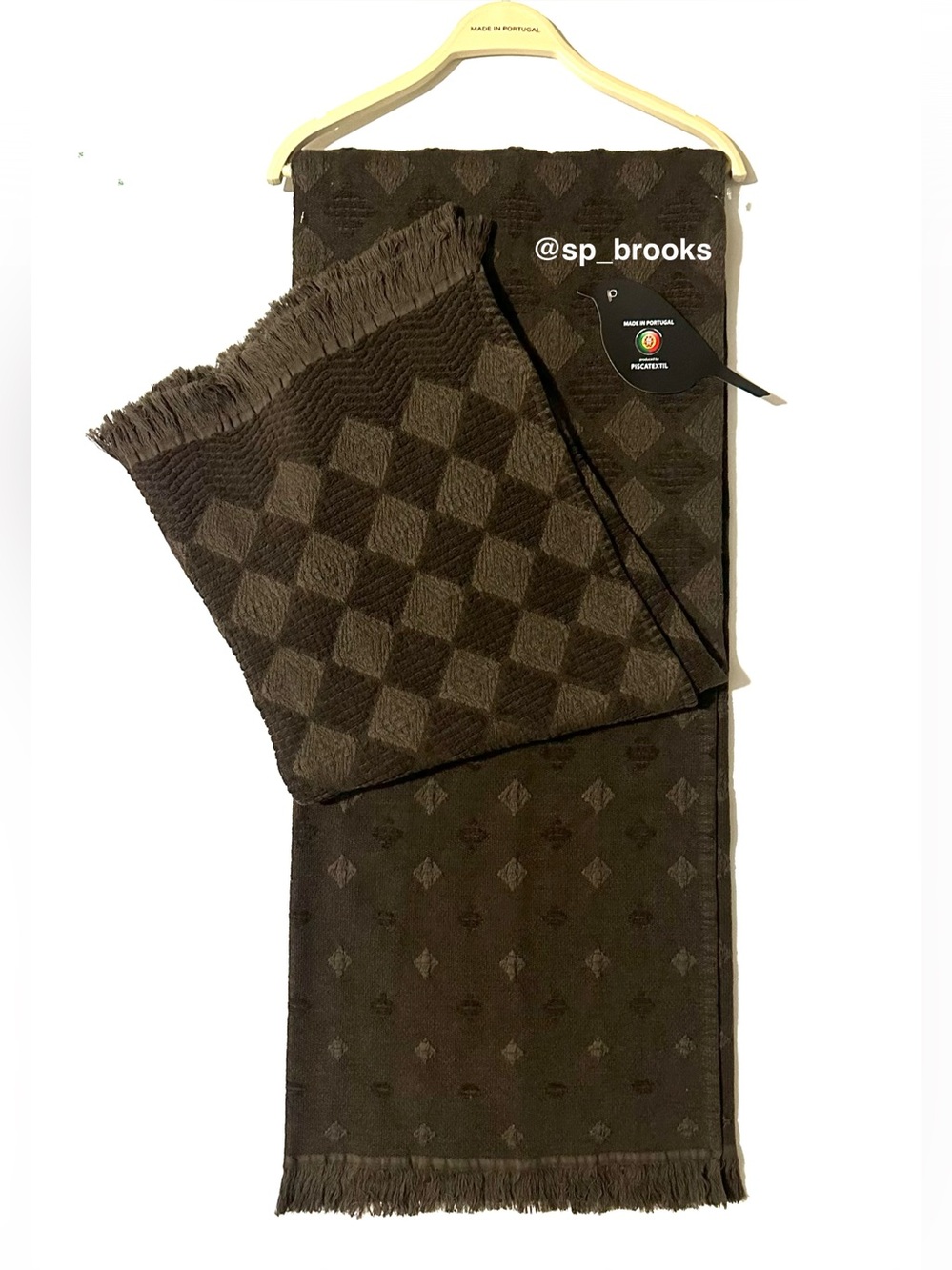 🎁Piscatextil Throw Blanket -Geometric Jacquard Textured Brown Throw Cotton